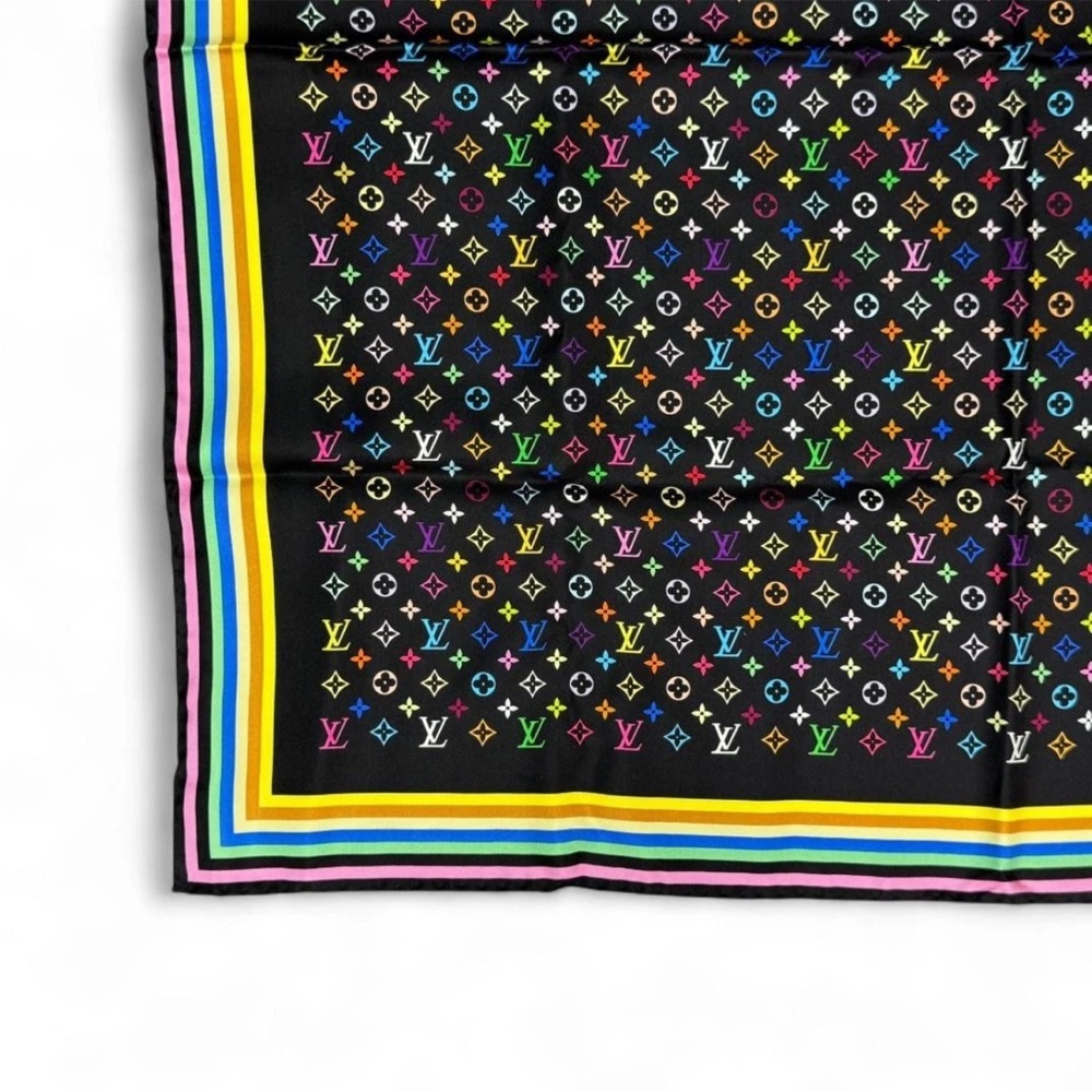 Louis Vuitton Black Multicolor Monogram Scarf - Picture 5 of 11